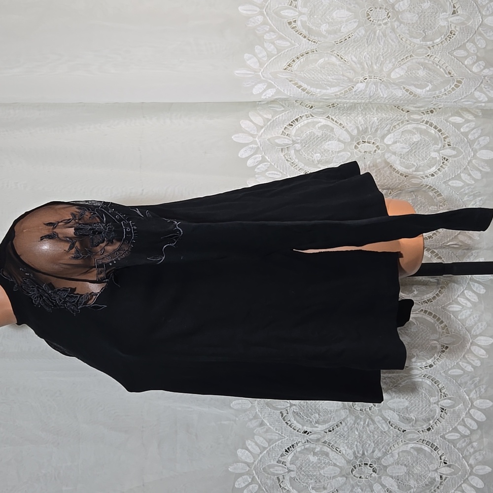 Free People Black Lace Detail Long Sleeve Shirt/Top/Blouse Sz X-Small - Picture 3 of 7